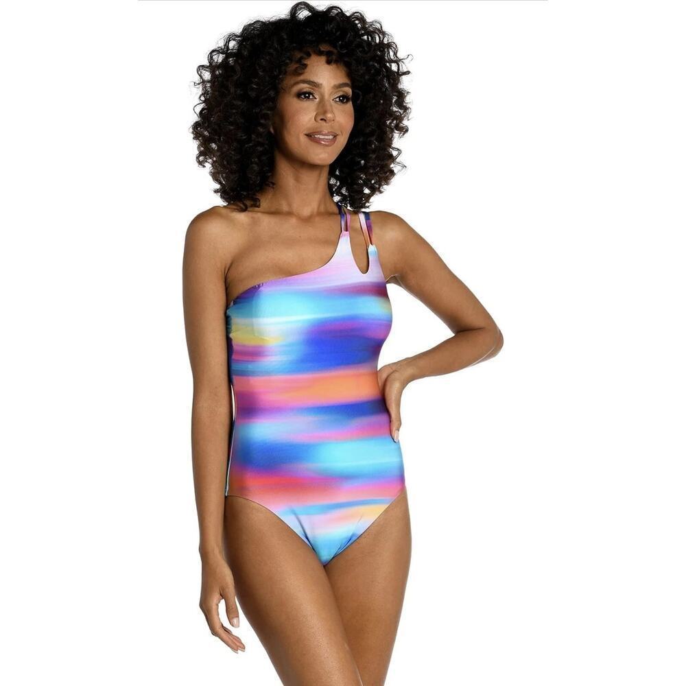 NWT La Blanca Women's Strappy Shoulder One Piece Swimsuit sz 14